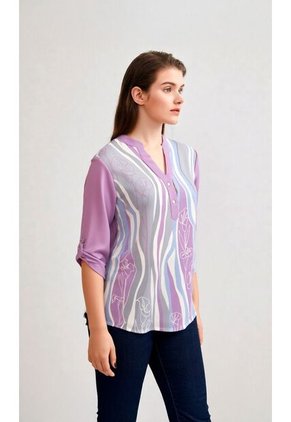 Blusa Para Mujer Manga 3/4 Azul Marca L&H Ref. 1F412682