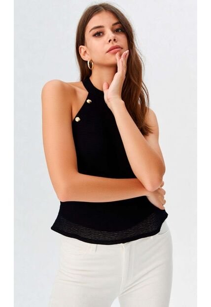 Blusa Para Mujer Manga Sisa Negro Marca L&H Ref. 4R412129
