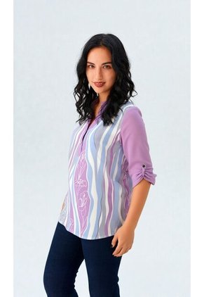 Blusa Para Mujer Manga 3/4 Azul Marca L&H Ref. 1F412682