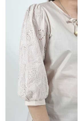 Blusa Para Mujer Manga 3/4 Beige Marca L&H