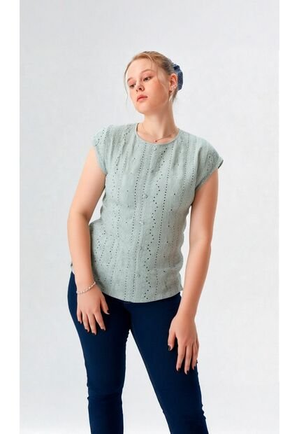 Blusa Para Mujer Manga Corta Verde Marca L&H Ref. 1F412686