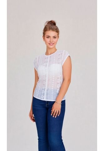 Blusa Para Mujer Manga Corta Blanco Marca L&H Ref. 1F412686 L&H