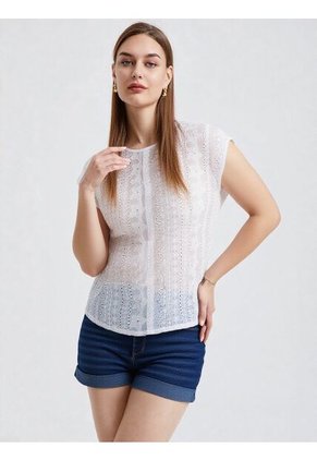 Blusa Para Mujer Manga Corta Blanco Marca L&H Ref. 1F412686