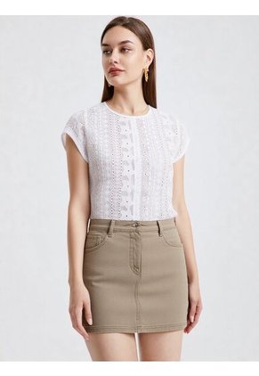 Blusa Para Mujer Manga Corta Blanco Marca L&H Ref. 1F412686