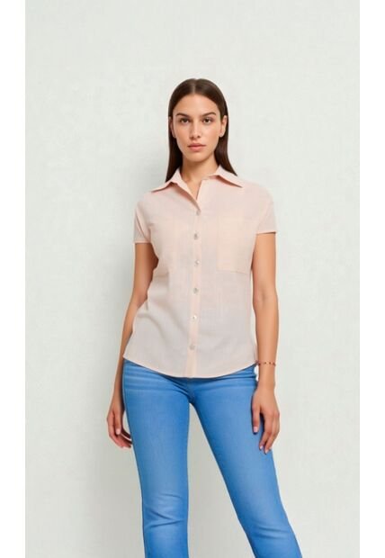 Blusa Para Mujer Manga Corta Beige Marca L&H Ref. 1F412688