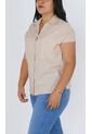 Blusa Para Mujer Manga Corta Beige Marca L&H Ref. 1F412688 de L&H