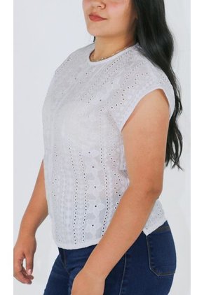Blusa Para Mujer Manga Corta Blanco Marca L&H Ref. 1F412686