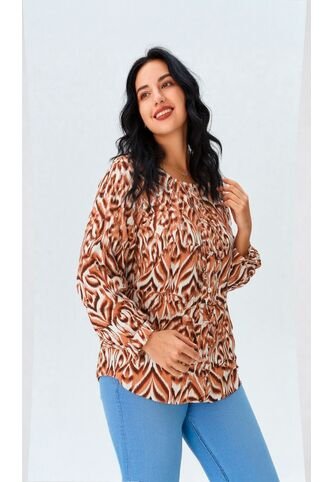 Blusa Para Mujer Manga 3/4 Cafe Marca L&H Ref. 1F412690 L&H