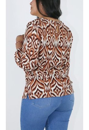 Blusa Para Mujer Manga 3/4 Cafe Marca L&H Ref. 1F412690