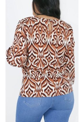 Blusa Para Mujer Manga 3/4 Cafe Marca L&H Ref. 1F412690