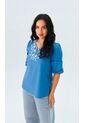 Blusa Para Mujer Manga 3/4 Azul Marca L&H Ref. 1F412694 de L&H