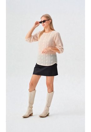 Blusa Para Mujer Manga 3/4 Beige Marca L&H Ref. 1F412718