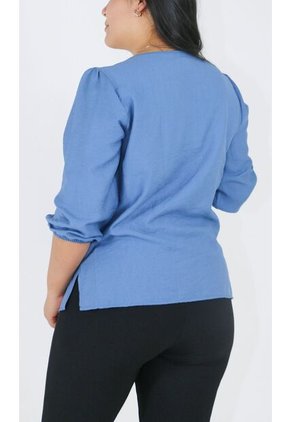 Blusa Para Mujer Manga 3/4 Azul Marca L&H Ref. 1F412694