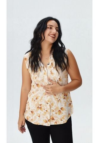 Blusa Para Mujer Manga Sisa Mostaza Marca L&H Ref. 1F412698 L&H