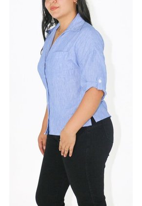 Blusa Para Mujer Manga Corta Azul Marca L&H Ref. 2J412265