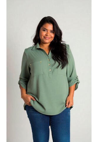 Blusa Para Mujer. Manga 3/4 Verde Marca L&H Ref. 1F612172 L&H