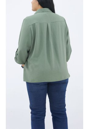Blusa Para Mujer. Manga 3/4 Verde Marca L&H Ref. 1F612172