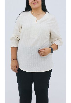 Blusa Para Mujer. Manga 3/4 Beige Marca L&H Ref. 1F612231