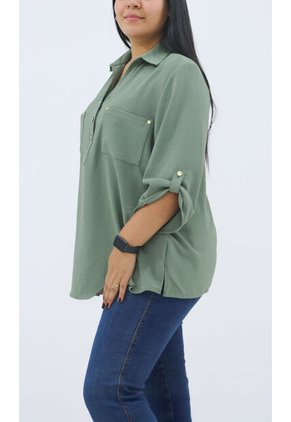 Blusa Para Mujer. Manga 3/4 Verde Marca L&H Ref. 1F612172