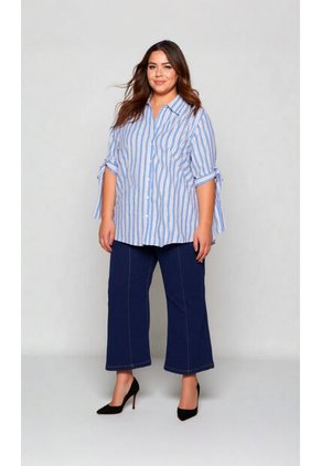 Blusa Para Mujer. Manga Corta Azul Marca L&H Ref. 1F612233