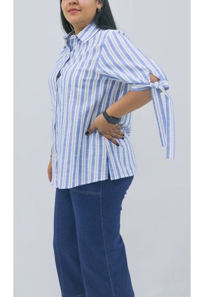 Blusa Para Mujer. Manga Corta Azul Marca L&H Ref. 1F612233