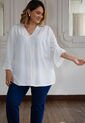 Blusa Para Mujer. Manga 3/4 Blanco Marca L&H de L&H