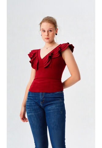 Blusa Para Mujer Manga Sisa Vino Marca L&H Ref. 1Y409006 L&H