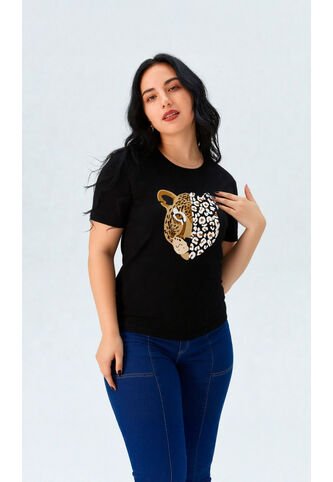 Camiseta Para Mujer Manga Corta Negro Marca L&H Ref. 2Bw401001 L&H