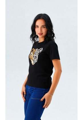 Camiseta Para Mujer Manga Corta Negro Marca L&H Ref. 2Bw401001