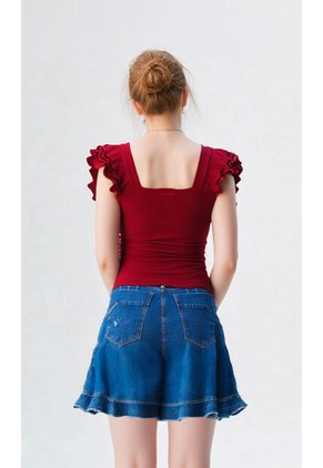 Blusa Para Mujer Manga Sisa Vino Marca L&H Ref. 1Y409006