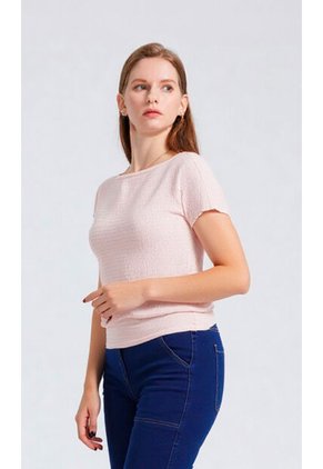 Camiseta Para Mujer Manga Corta Rosado Marca L&H Ref. 2J409103