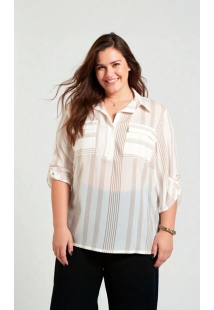 Blusa Para Mujer. Manga 3/4 Beige Marca L&H Ref. 1F612224
