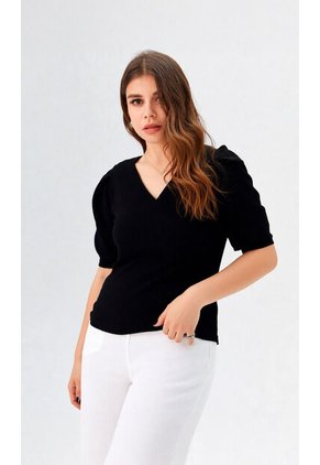 Camiseta Para Mujer Manga Corta Negro Marca L&H Ref. 2J409105