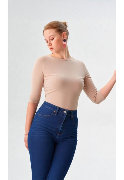 Camiseta Para Mujer Manga 3/4 Beige Marca L&H Ref. 2J409110