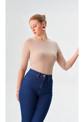 Camiseta Para Mujer Manga 3/4 Beige Marca L&H Ref. 2J409110