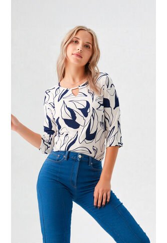 Camiseta Para Mujer Manga 3/4 Azul Marca L&H Ref. 2J409112 L&H