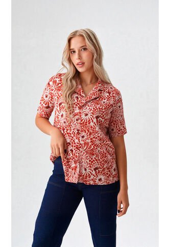 Blusa Para Mujer Manga Corta Terracota Marca L&H Ref. 2J412269 L&H