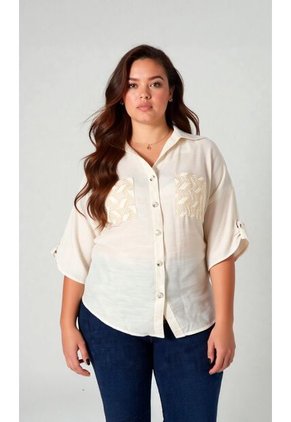 Blusa Para Mujer. Manga Corta Beige Marca L&H Ref. 1F612229