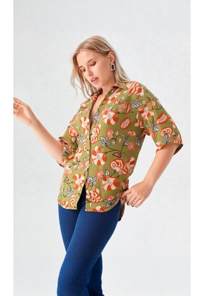 Blusa Para Mujer Manga Corta Verde Marca L&H Ref. 2J412270