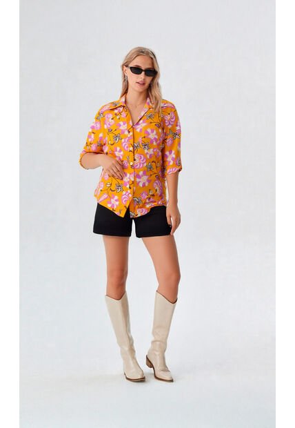 Blusa Para Mujer Manga Corta Amarillo Marca L&H Ref. 2J412270