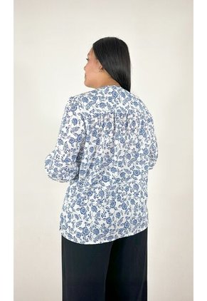 Blusa Para Mujer. Manga 3/4 Azul Marca L&H Ref. 1F612225