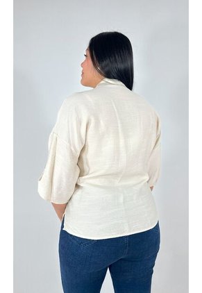 Blusa Para Mujer. Manga Corta Beige Marca L&H Ref. 1F612229