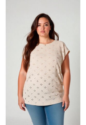 Camiseta Para Mujer. Manga Corta Beige Marca L&H Ref. 2J609088 L&H