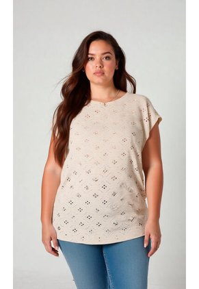 Camiseta Para Mujer. Manga Corta Beige Marca L&H Ref. 2J609088