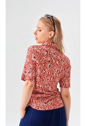 Blusa Para Mujer Manga Corta Terracota Marca L&H Ref. 2J412269