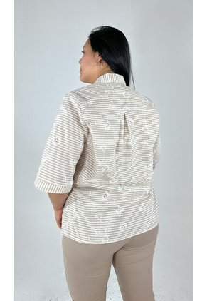 Blusa Para Mujer. Manga Corta Beige Marca L&H Ref. 1F612228