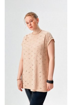 Camiseta Para Mujer. Manga Corta Beige Marca L&H Ref. 2J609088