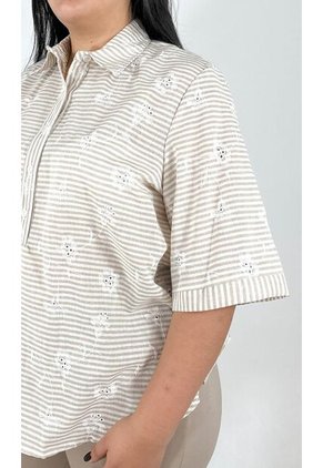 Blusa Para Mujer. Manga Corta Beige Marca L&H Ref. 1F612228