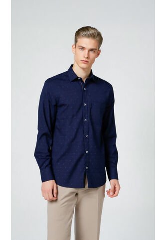 Camisa Para Hombre Manga Larga Azul Marca L&H Ref. 4Ed101004 L&H