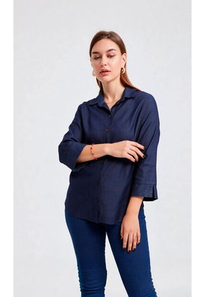 Blusa Para Mujer Manga 3/4 Azul Oscuro Marca L&H Ref. 3K412146